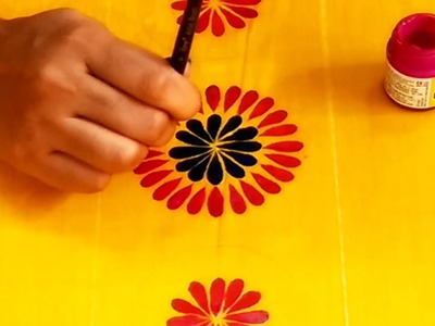 New Hand Painted Designer Neckline on Yellow Colored Kurti | Designer Kurti