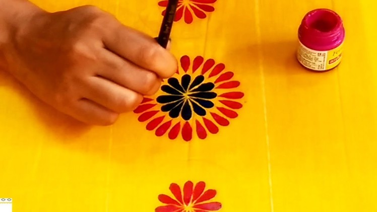 New Hand Painted Designer Neckline on Yellow Colored Kurti | Designer Kurti