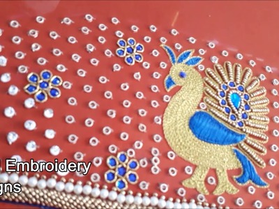 Simple maggam work blouse designs | basic embroidery stitches | hand embroidery designs