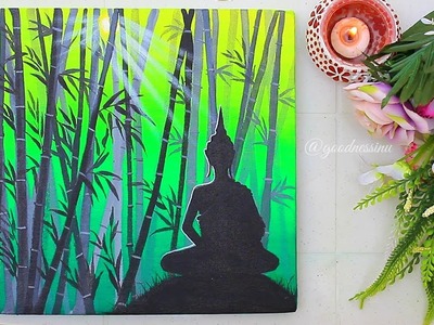 A Green Forest Lord Buddha Painting step by step using easy Technique for Beginners