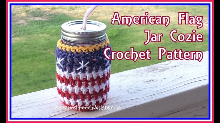 American Flag Jar Cozie Crochet Pattern