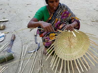 Bamboo Basket Making By Woman - She Make Daily 5-6 Basket To Support Her Mad Husband & Family