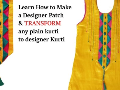 Beautiful Front Neck Design for kurti with Handmade Patches