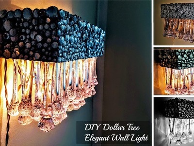 DIY Dollar Tree Room Decor Glam Wall Light . Tear Drop Gems turned into a Chandelier LIGHT