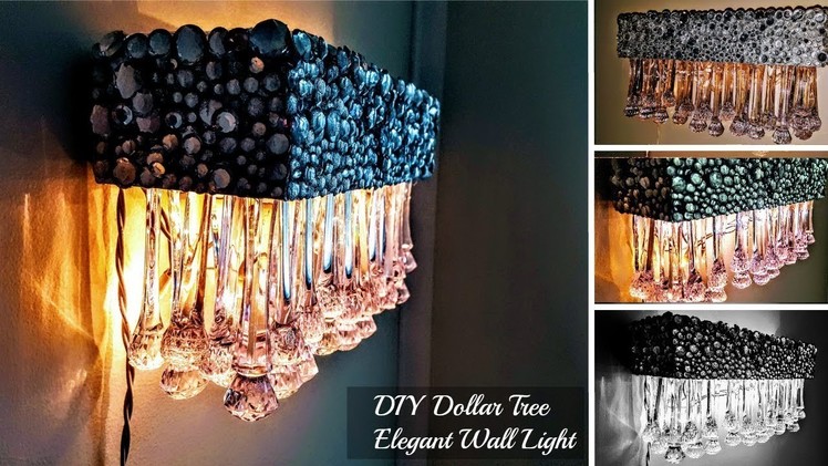 DIY Dollar Tree Room Decor Glam Wall Light . Tear Drop Gems turned into a Chandelier LIGHT