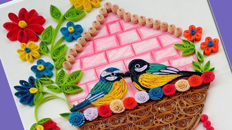 DIY | How to make Beautiful Love Birds Wall Hanging for Home Decoration | Paper Quilling Art