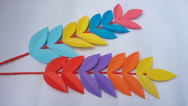 DIY: Paper Crafts!! How to Make Easy  Decorative Leaf Stick with Paper!! Home Decoration Idea!!!