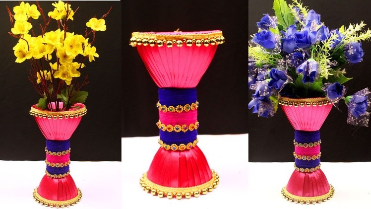 DIY Plastic bottle recycling - Best out of waste flower vase - Plastic bottle crafts