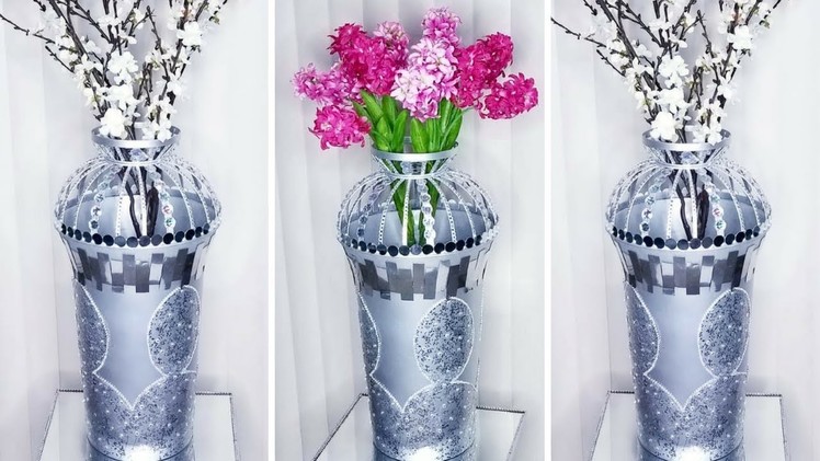 Diy Tall Metallic Floor Vase| Quick and Easy 5 minutes Home Decorating Hack!
