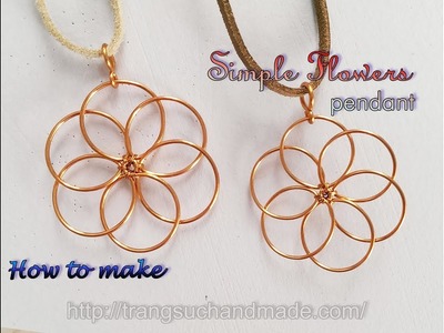 Flower pendant - Nature jewelry set - easy jewelry making from copper wire 393