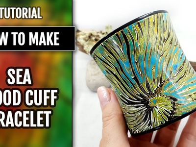 Free TUTORIAL. How to make Sea Mood Bracelet Cuff from polymer clay! Jewelry Making!