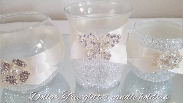 GLAM DOLLAR TREE CANDLE HOLDER DECOR | INEXPENSIVE DIY | FEATURING TOTALLY DAZZLED BROOCHES 2018