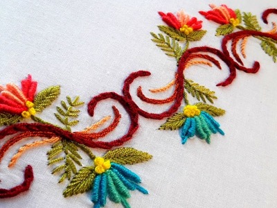 Hand embroidery designs. border line tutorial by nakshi katha.