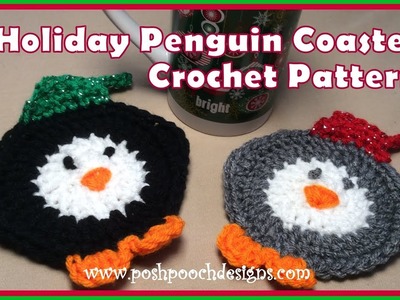 Holiday Penguin Coaster Crochet Pattern