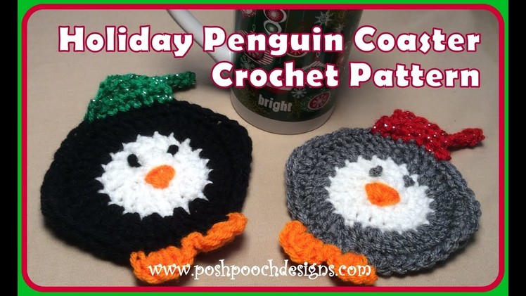 Holiday Penguin Coaster Crochet Pattern