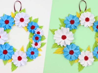 How to Make Easy & Beautiful Paper Flower Wall Hanging Idea | DIY Wall Decoration Ideas - EzzyCrafts