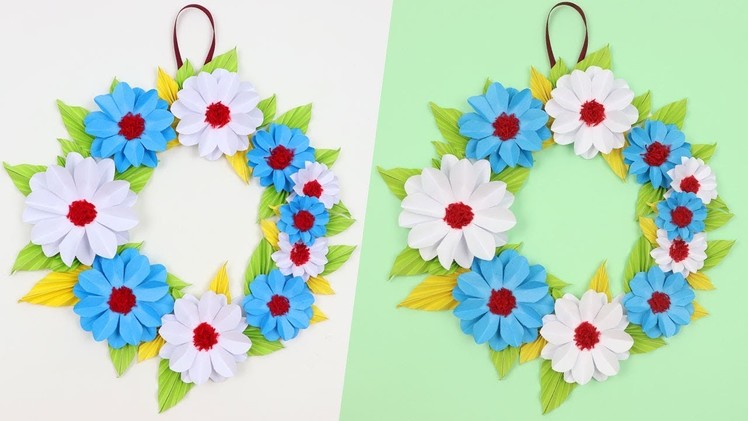 How to Make Easy & Beautiful Paper Flower Wall Hanging Idea | DIY Wall Decoration Ideas - EzzyCrafts