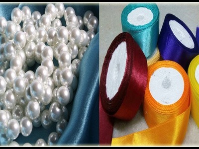 How to make Pearl Beaded Satin Ribbon Hair Accessories | Diy | Jewellery | kanzashi Ribbon Flower