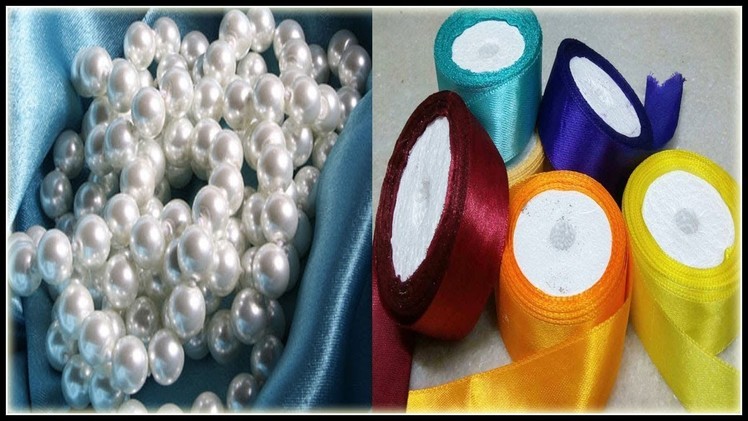 How to make Pearl Beaded Satin Ribbon Hair Accessories | Diy | Jewellery | kanzashi Ribbon Flower