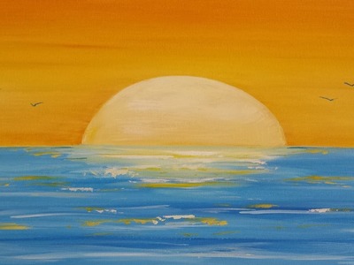 How To Painting A Sunset Seascape In Acrylic (Narrated Time Lapse)