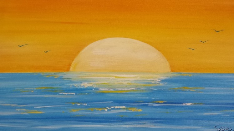How To Painting A Sunset Seascape In Acrylic (Narrated Time Lapse)