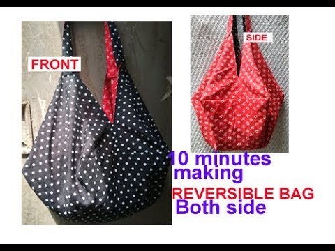 REVERSIBLE BIG handmade shopping bag cutting and stitching in hindi.Travel Bag.shoulder bag