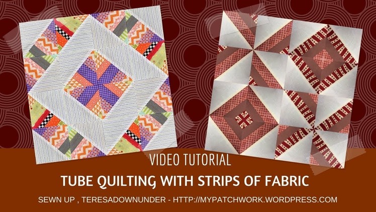 Two blocks using tube quilting with fabric strips - video tutorial