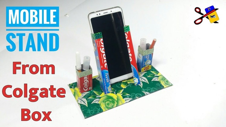 Best Out Of Waste Colgate Box Craft Idea | Mobile Stand | Reuse Toothpaste Box | Basic Craft