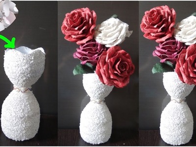 Best Out of Waste Plastic Bottle & Egg Shells.Water Bottle Craft Idea.DIY Flower Vase from Waste. 
