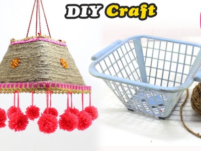 Broken Basket & Jute Craft Idea | Easy Craft | Ceiling Hanging from Old Basket