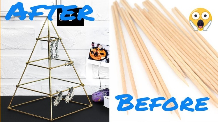 CRAFT TO MAKE WITH A BAMBOO SKEWER| How To Reuse Bamboo Skewer-Best Out Of Waste-jewellery organiser