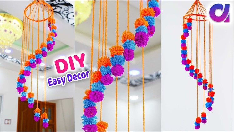 DIY: Awesome Ceiling Hanging idea | Waste Wool Craft Idea | Craft from yarn | Artkala
