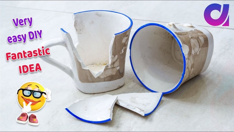 DIY easy craft.broken cup craft | HOME DECOR 2018 | Best out of waste | Artkala