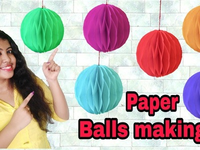 DIY Easy Party Decorations Ideas||Paper balls making.  Easy paper craft!. ArtHolic KM
