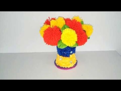 DIY - FLOWERS POT CRAFT MAKING FROM WOOLEN || AWESOME FLOWER POT MAKING FROM WOOLEN || PLASTIC GLASS