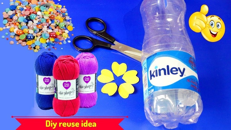 DIY - How to make handmade craft at home - Best plastic bottle and woolen home decor idea