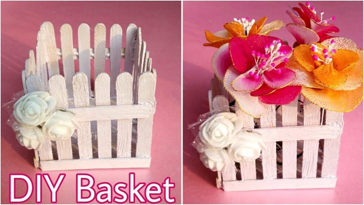 DIY Ice-Cream Sticks Basket || Flower Basket || Craft Stick Ideas || The Blue Sea Art