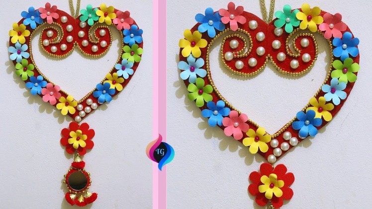 DIY Paper Craft - How to Make a Heart Shaped Wreath - Paper Flowers Decorated Hearts Craft