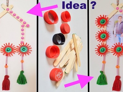 DIY : Plastic bottle & cap craft | Ice cream stick & coke bottle lid recycling ideas at home
