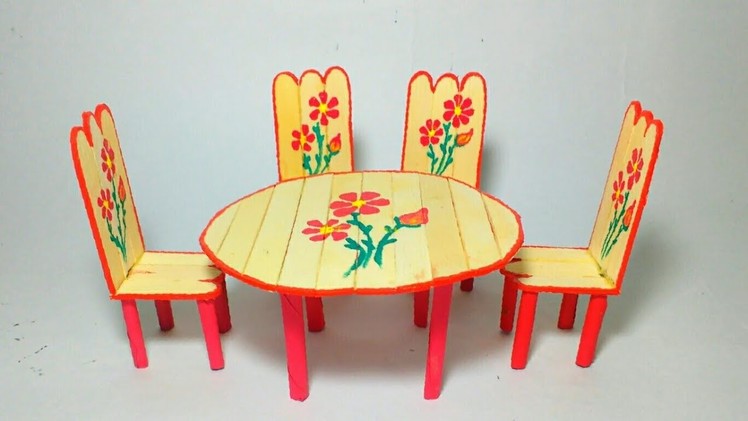 Easy Craft | How To Make Mini Dining Table From Popstick | Kids Craft | By Punekar Sneha