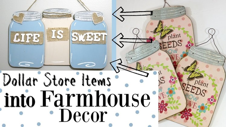 Farmhouse Jar Wall Decor | Dollar General Farmhouse Craft | Cute Mason Jar Wall Decor