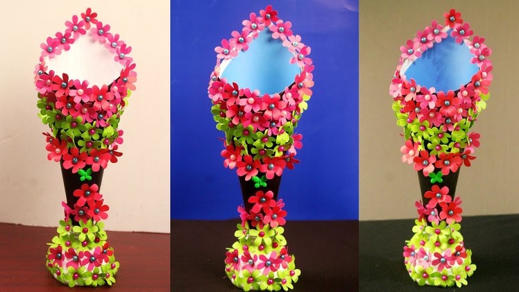 How to make a paper vase at home - Paper flower vase craft - DIY simple paper craft