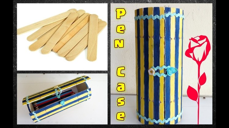 How to Make a Pencil Box. Pen Case craft. Popsicle craft idea. DIY