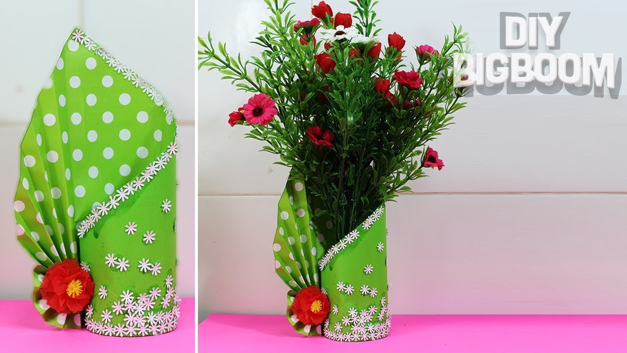 how-to-make-a-paper-flower-vase-diy-simple-paper-craft-youtube