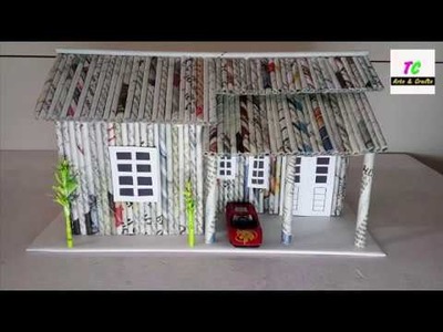 How to make house from newspaper ll DIY ll Newspaper craft ideas ll kids craft