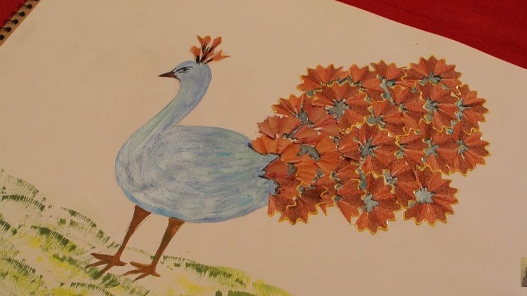 Peacock Pencil Shavings Art | Craft for Kids