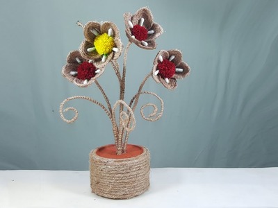 পাটের সুতা দিয়ে চমৎকার আইডিয়া || Awesome Craft Idea With Jute || Jute craft home decor