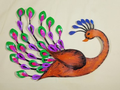 আর্ট পেপার দিয়ে ওয়াল হ্যাংগিং. Peacock Wall Hanging Craft Ideas With Art Paper
