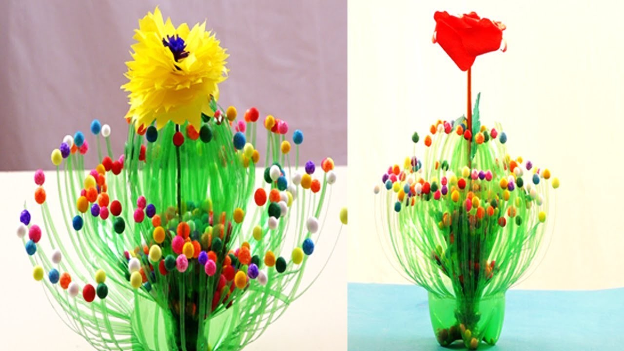 water-bottle-craft-ideas-easy-method-plastic-bottle-flower-vase