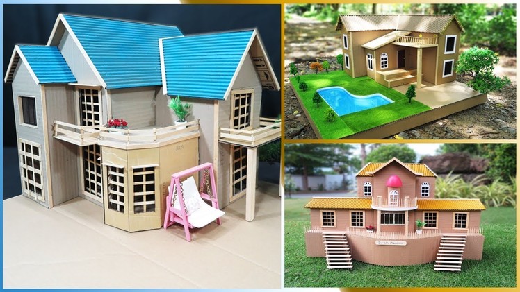 3 Amazing Cardboard House diy at Home ( Dream House ) - Popsicle Stick House